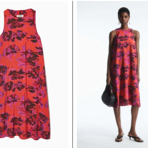COS Racer-Neck Midi Floral Dress - Picture 1 of 7